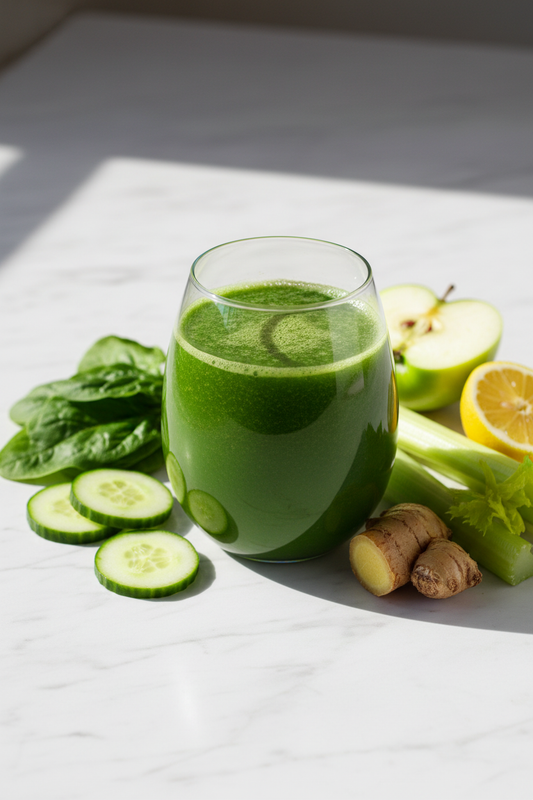 Green Juice in Oval Glass - No Logo