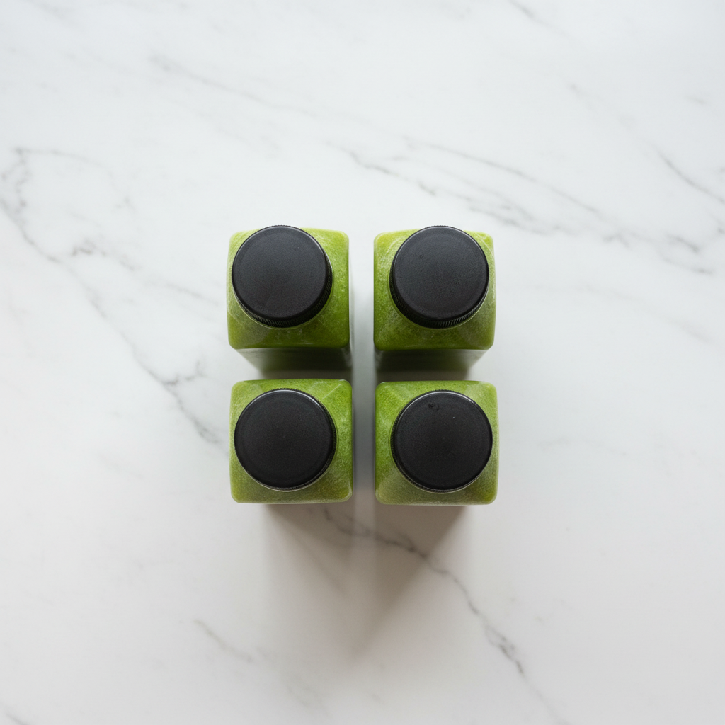 Four Bottles Top View - Clean Background