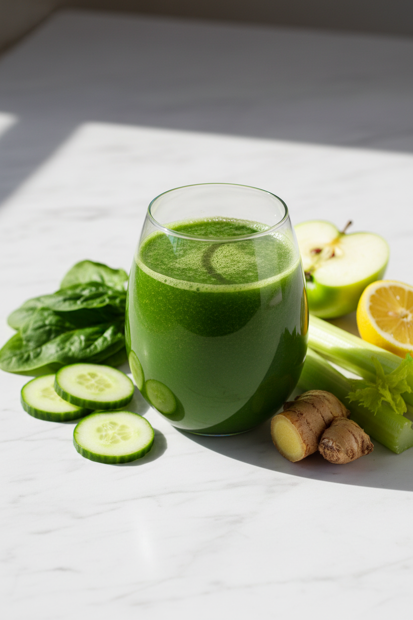 Green Juice in Oval Glass - No Logo
